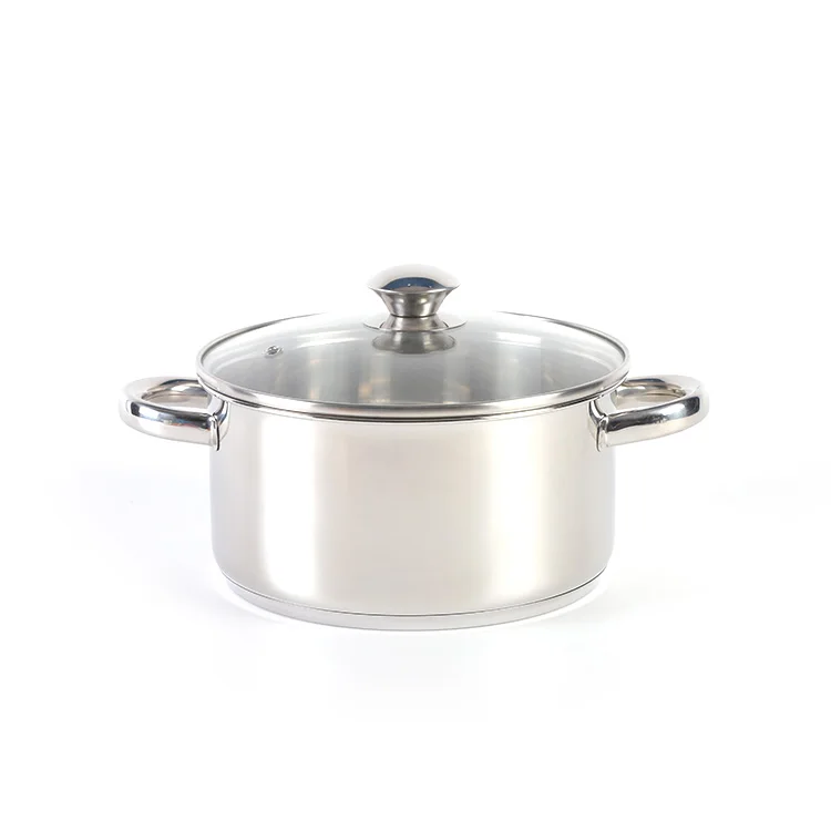 Кастрюля из нержавеющей стали с двумя ручками и уникальной крышкой для приготовления