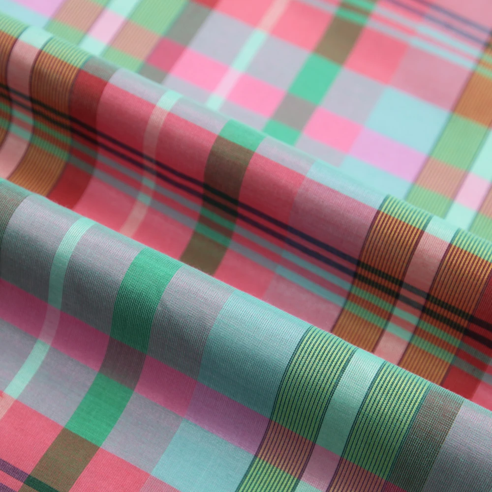 Breathable Silk Cotton Organza Fabric Yarn Dyed Plaid Fabric for Skirt Dress
