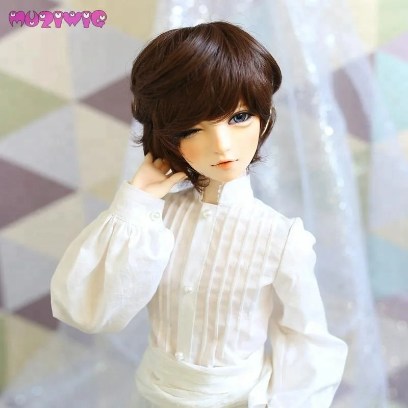 Heat Resistant Synthetic Fiber Dark Brown Boy Style Handsome Short doll wig hair for SD 1/3 1/4 1/6 bjd dolls