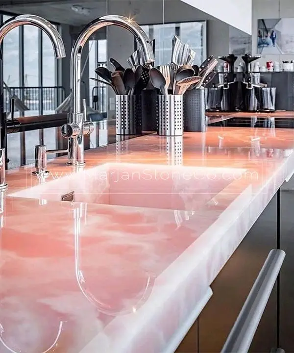 Round Marble Onyx Plinth Table Pink Onyx Coffee Table Translucent Onyx Side Table Onix Bar Top