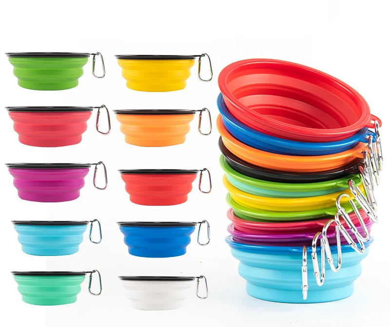 
2021 Amazon Hot Selling Silicone Portable Foldable Collapsible Expandable Cup Feeding Travel Drinking Cat Dog Hiking Pet Bowl 