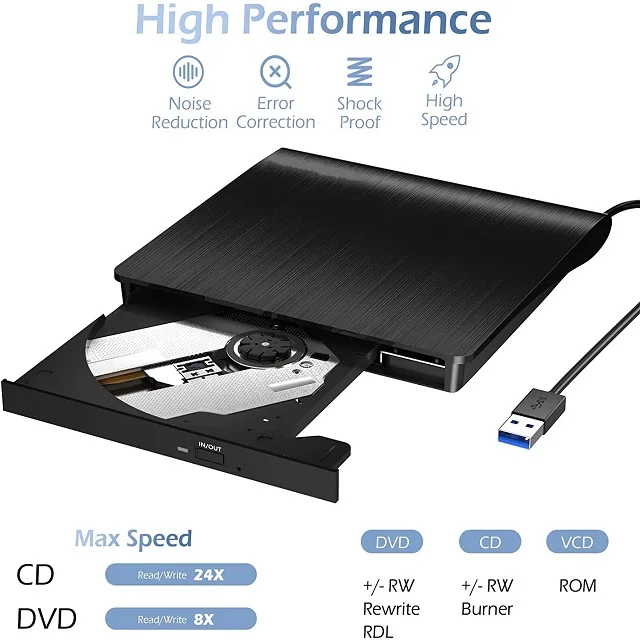 2023 External DVD Drive USB 3.0 DVD Player CD Drive for PC Laptop Compatible with Windows 11 Optical Drive