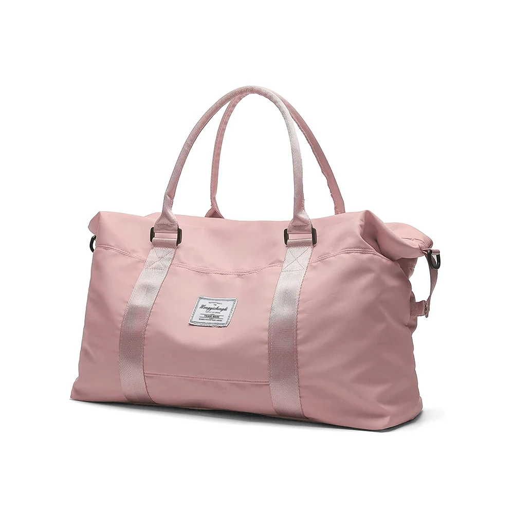 Large Capacity Oxford Travel Duffel Tote Bag Dry Wet Separation Pink Overnight Weekender Bag With Custom Logo