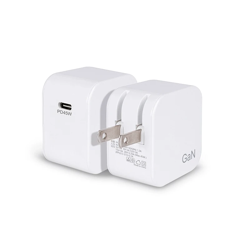 Оптовая продажа, быстрая зарядка PSE JP, штепсельная вилка США, штепсельная вилка европейского стандарта, настенное зарядное устройство USB C, адаптер с одним портом 45 Вт, зарядное устройство GaN