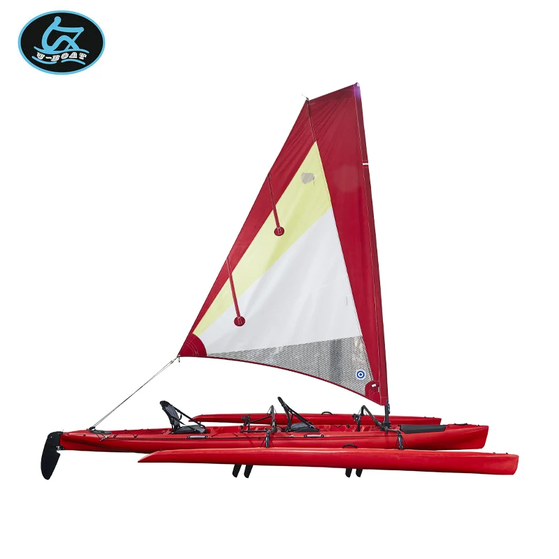 U-boat 2 person trimaran plastic sailbot with foot pedal drive