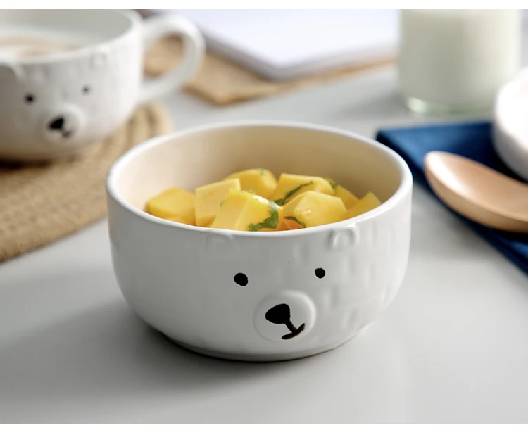 SYL Bowl cute girl heart bear plate dish small fresh home creative personality breakfast Japanese tableware set for one person