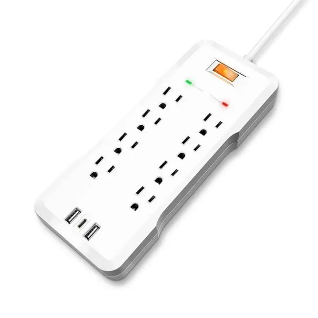 Новый тренд, стандарт США, 8 розеток переменного тока и 2 порта USB, стабилизатор напряжения с плоской вилкой 18 Вт типа C PD