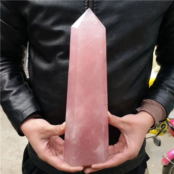 Wholesale Natural large Crystal Obelisk Top Quality Natural Rose Quartz Crystal big Wands Points