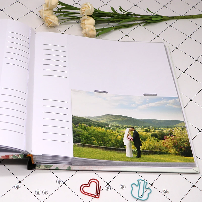 White pu leather embossed pattern album photo 200 pockets memo wedding photo album