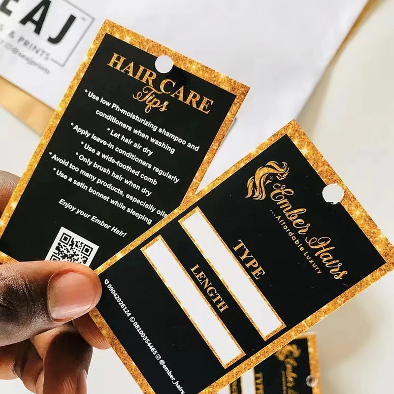 wholesale custom luxury hair bundle tag with string gift tags bundle wraps for hair extension