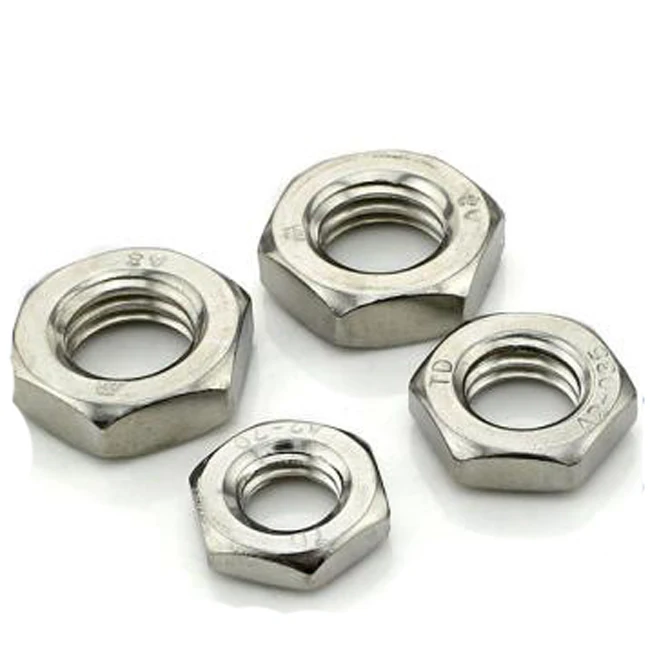Double hexagon nut fin hex nut half inch m10 1.25 m12 1.75 left hand nut