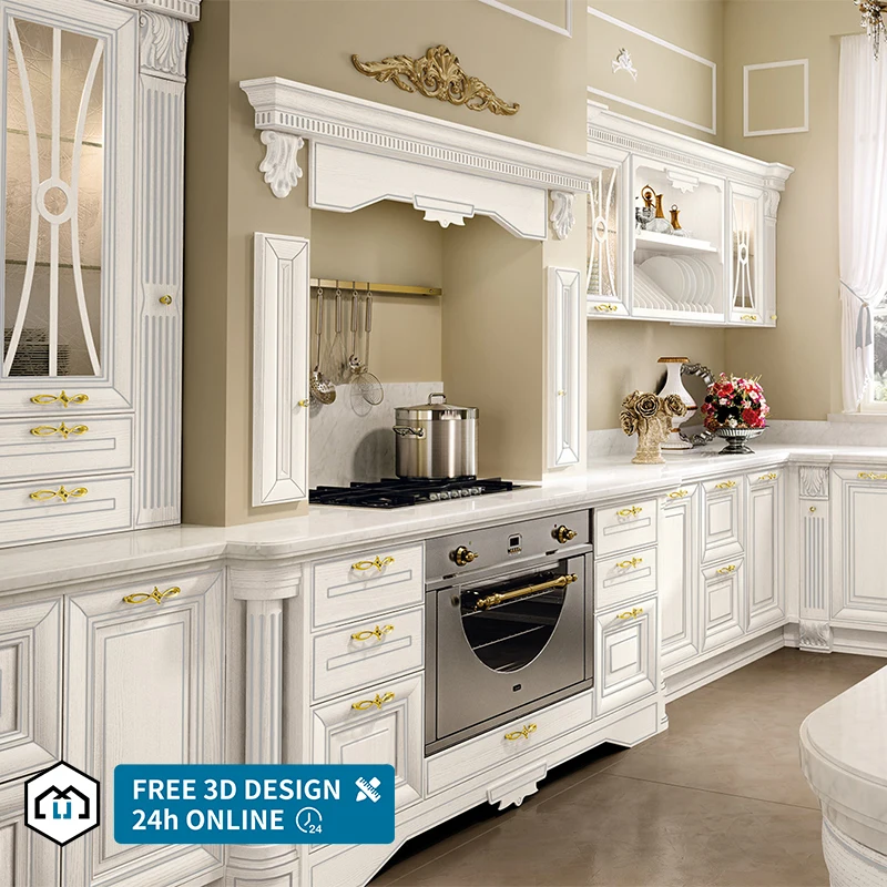 Birch american classic foshan old style luxury solid wood modern kitchen cabinets vietnam