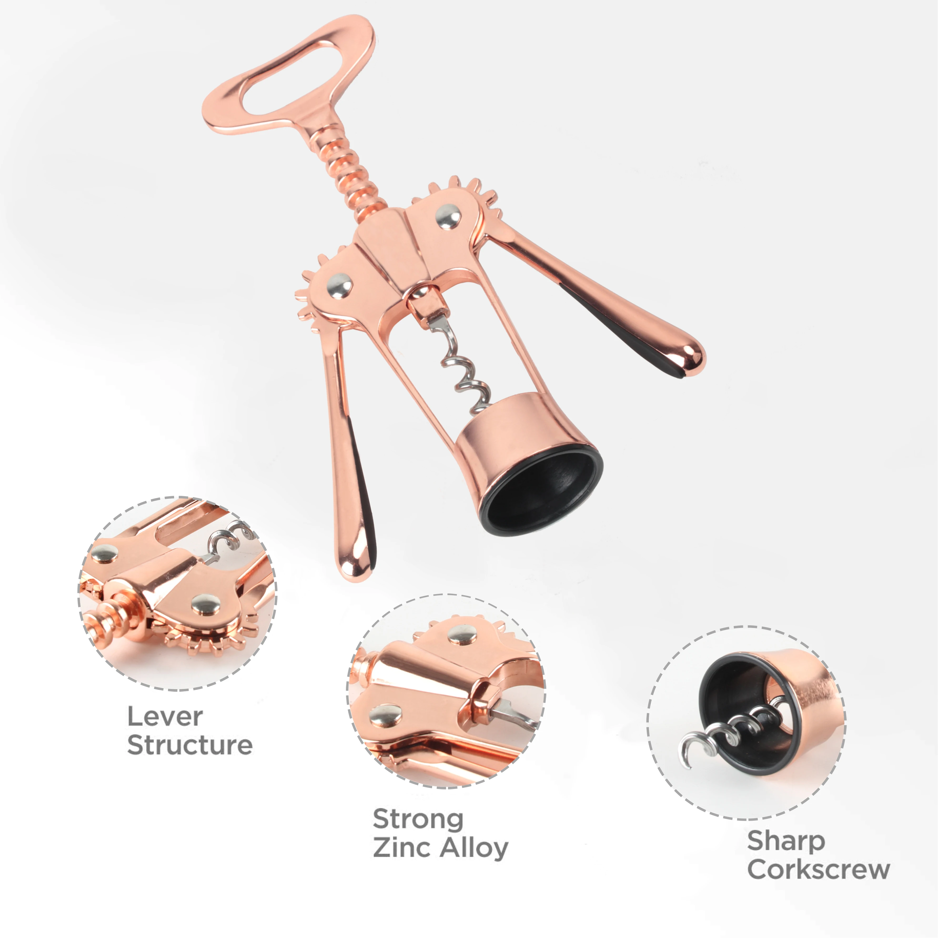 Professional Winged Aluminum Alloy with Rubber Handle Wine Opener Wing Corkscrew