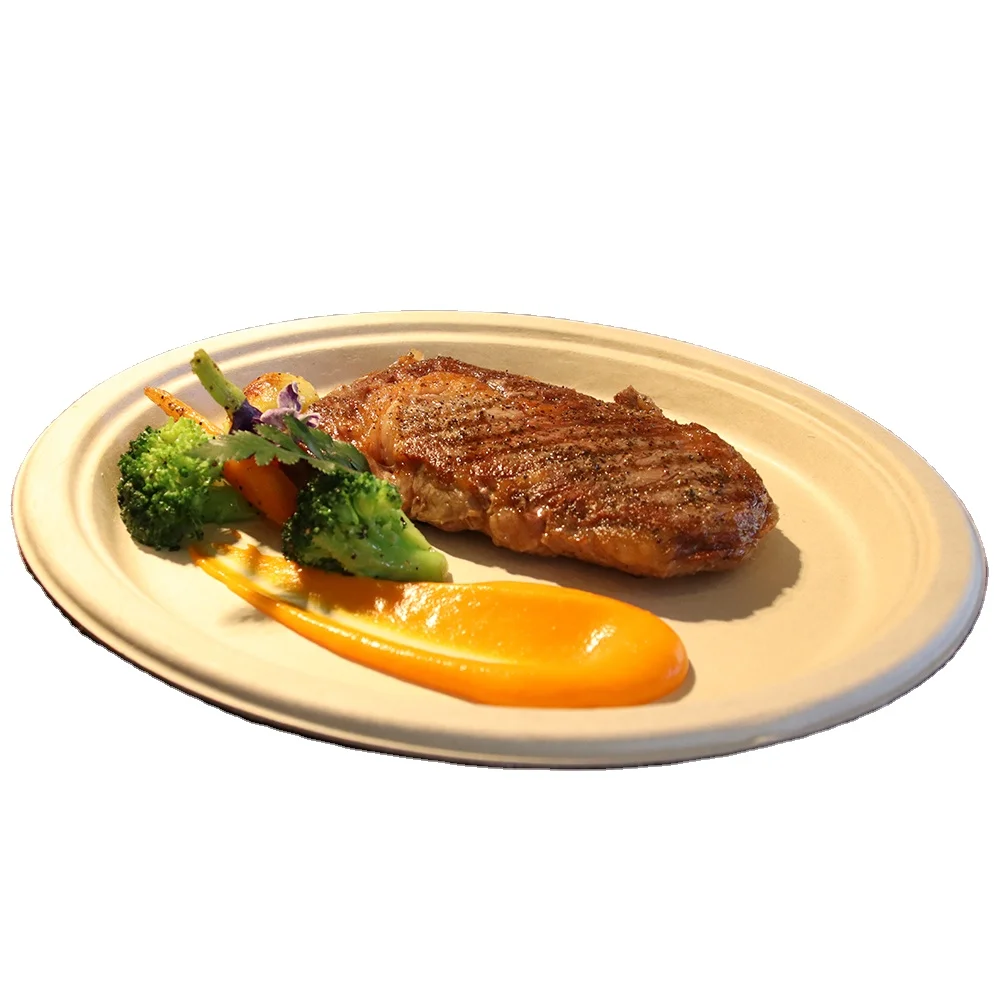 7-Inch Biodegradable Sugarcane Pulp Paper Plate Disposable Compostable round Dish Cake Fruit Lunch Bagasse Container