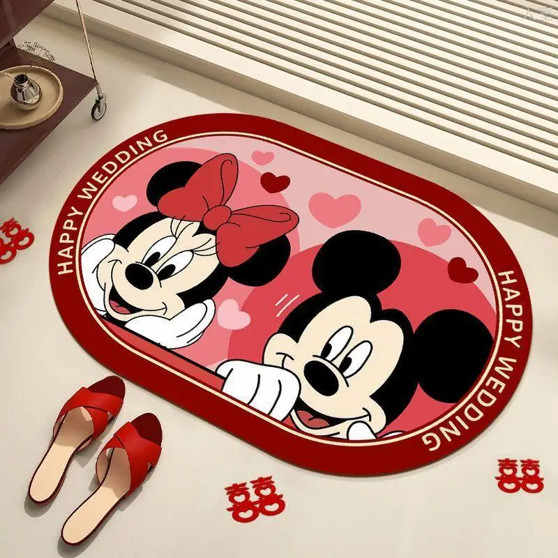 Elly toilet soft diatom mud mat red festive cartoon foot bathroom entry waterproof, non-slip and dirty