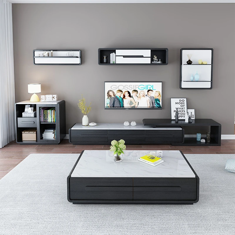 tv stands and coffee table for living room furniture with large storage tv cabinet  rotatable and telescopic