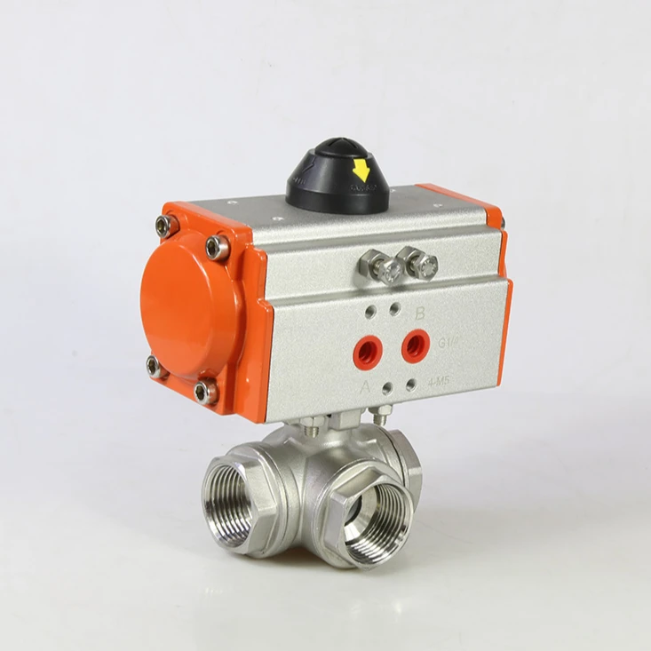 Factory Customization Double/Single Acting Pneumatic Three-Way Threaded Ball Valve flow control valve pneumatic