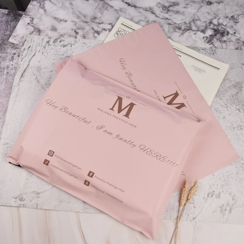 oem odm self adhesive pink mailer poly plastic mailing envelope shipping resuabl recycled mail pouch postage bag