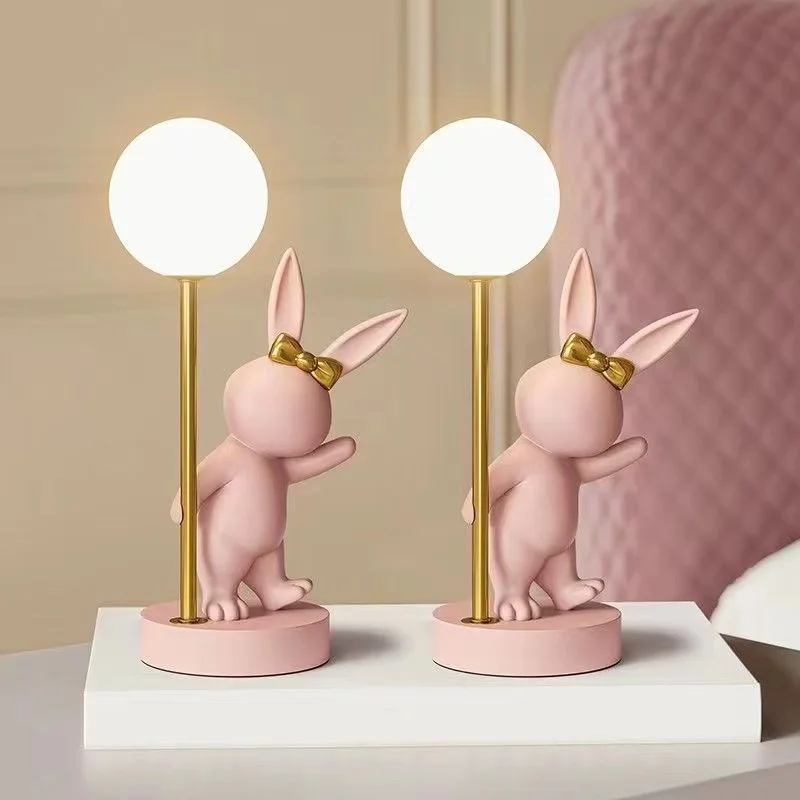 Creative decoration living room bedroom bedside tray TV cabinet decoration toffee rabbit large floor lamp