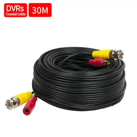 10M 20M 30M 50M Black BNC Video Power Cable/Wire for Security Camera DVR, Surveillance System Cctv Extension Cable