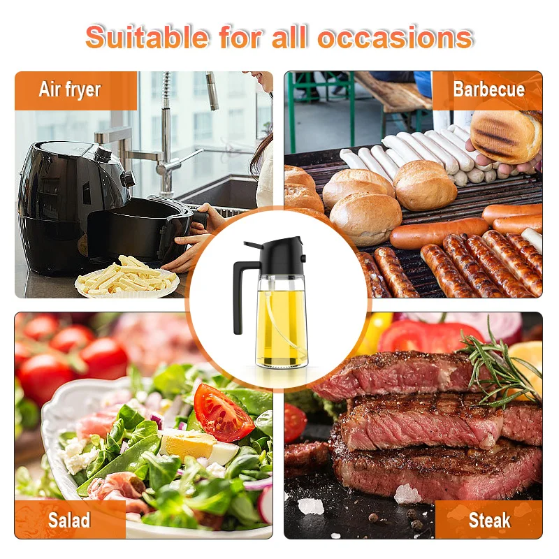 Multifunction 2 In 1 Oil Dispenser Bottle Olive Oil Sprayers Olive Oil Spray Bottle with Brush for Kitchen Cooking