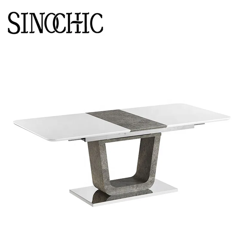 8 seater wooden rotating modern extension tables dining room furniture glass cover pedestal italian dining table