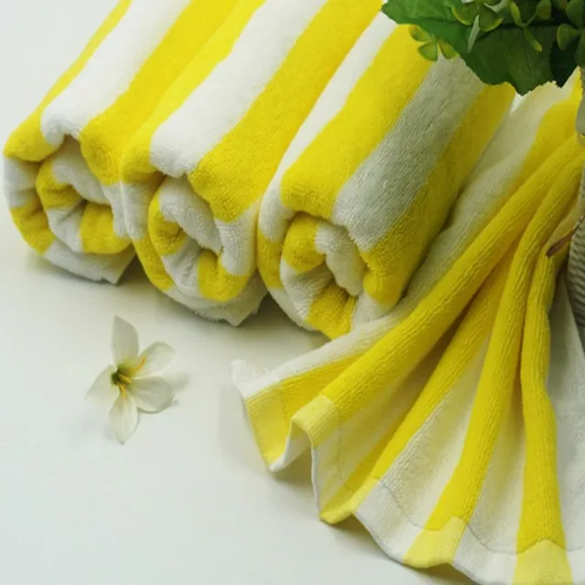 Swimming Pool Beach Towel Cabana Towels Custom 100% Cotton Striped Beach Towel