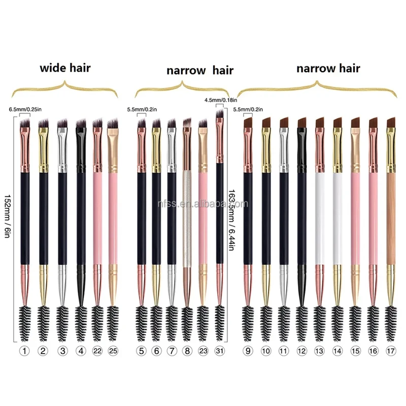 Custom Logo 2 In 1 White Double Head Sided Tilted Eye Brow Liner Mascara Eyebrow Brush Makeup With And Spoolie