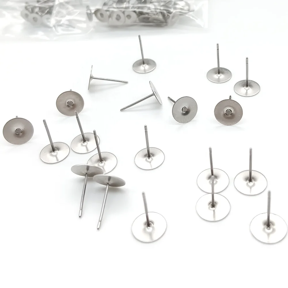 3mm to 10mm DIY Earring  Anti Allergy Blank Earring Posts Round Pad 316 Stainless Steel Earring Post