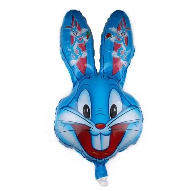 Inflatable Bunny Foil Cartoon Happy Easter Balloon Easter Decoration Accept Customized 83_43cm Balloon Blue Pink Logo 1 Color