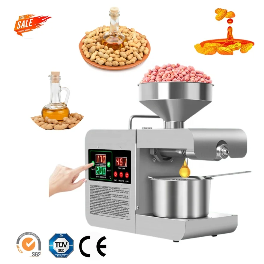 home  small  Cold and Hot Press Peanut Coconut Sunflower Oil Press Machine Oil Mill Making Pressing Extracting Machine
