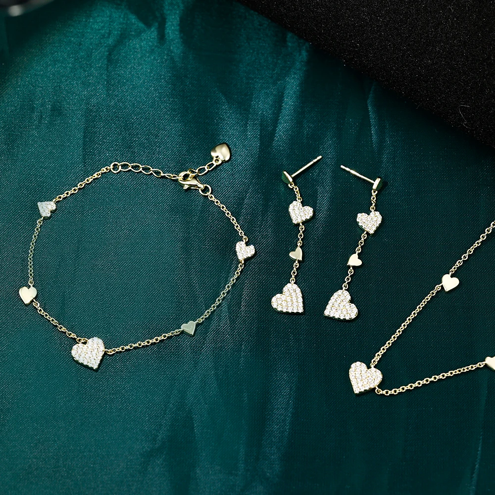 Grace Jewelry Dubai Cheap Wedding Bridal 18K Gold Plated Zircon Bracelet Ring Necklace and Earrings Jewelry Set For Woman