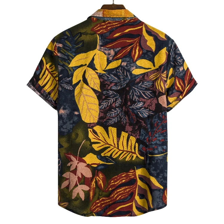 
China Factory Wholesale Eco-Friendly Flower Leaf Mens Hawaiian Beach Wear Floral Shirts For Men 