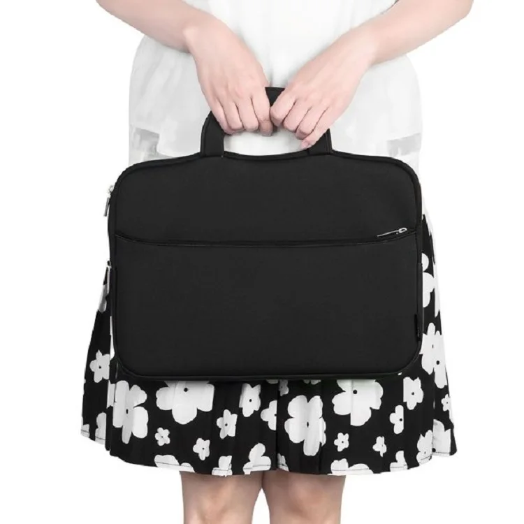 Portable Black Neoprene Laptop Carry Bag Universal Laptop Bag with Handle and Pocket