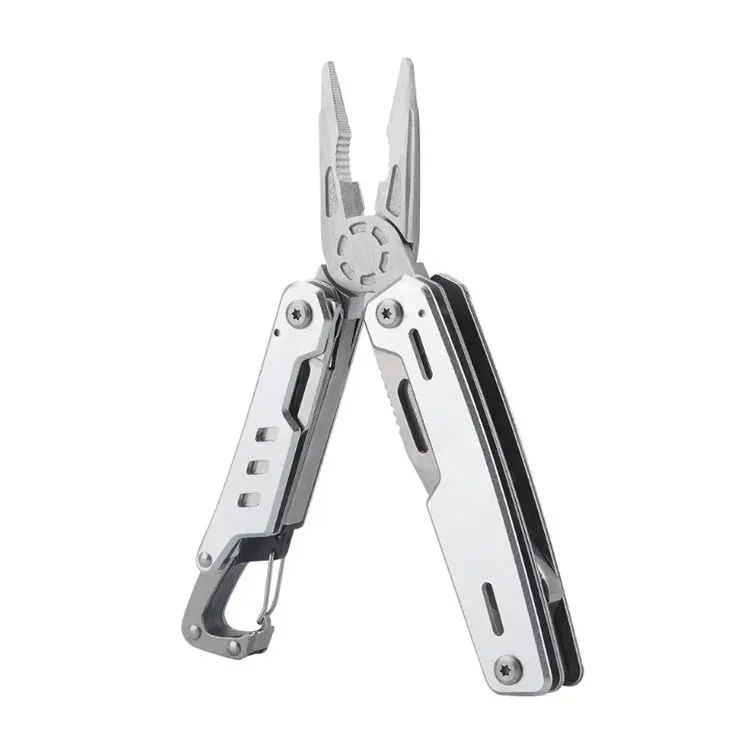 Innovative Foldable Multi-Tool with Carabiner Big Knife Can Opener Rope Cutter Flat Screwdriver Pliers Blade File Saw Blade