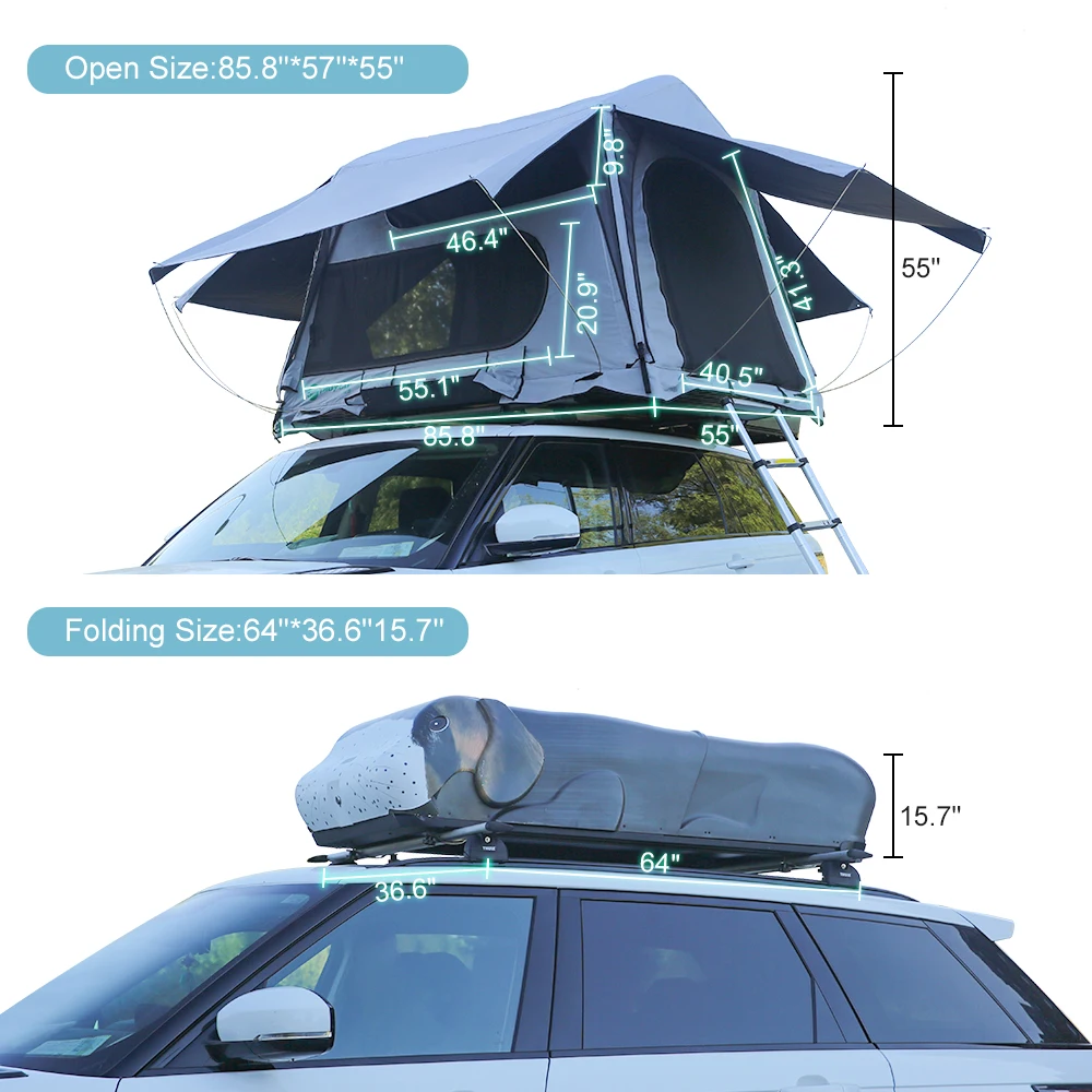 Unistrengh Hard Shell Roof Top Tent For Used Cars Fits 2 People,Camping Car Roof Tent
