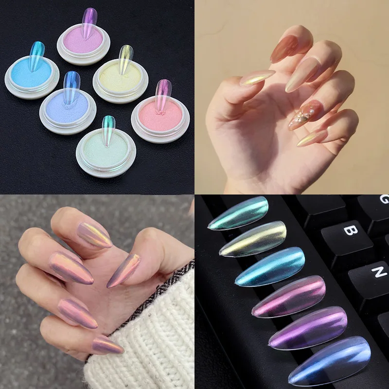 Solid ice aurora powder nail transparent aurora magic mirror powder color acrylic nail beauty powder