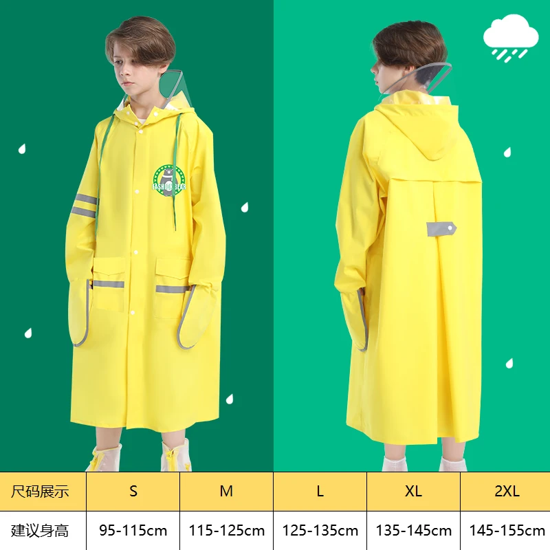 Kids Raincoat Waterproof Rain Poncho Clear Transparent Children kindergarten school Student Rainsuit Protective polyester pongee