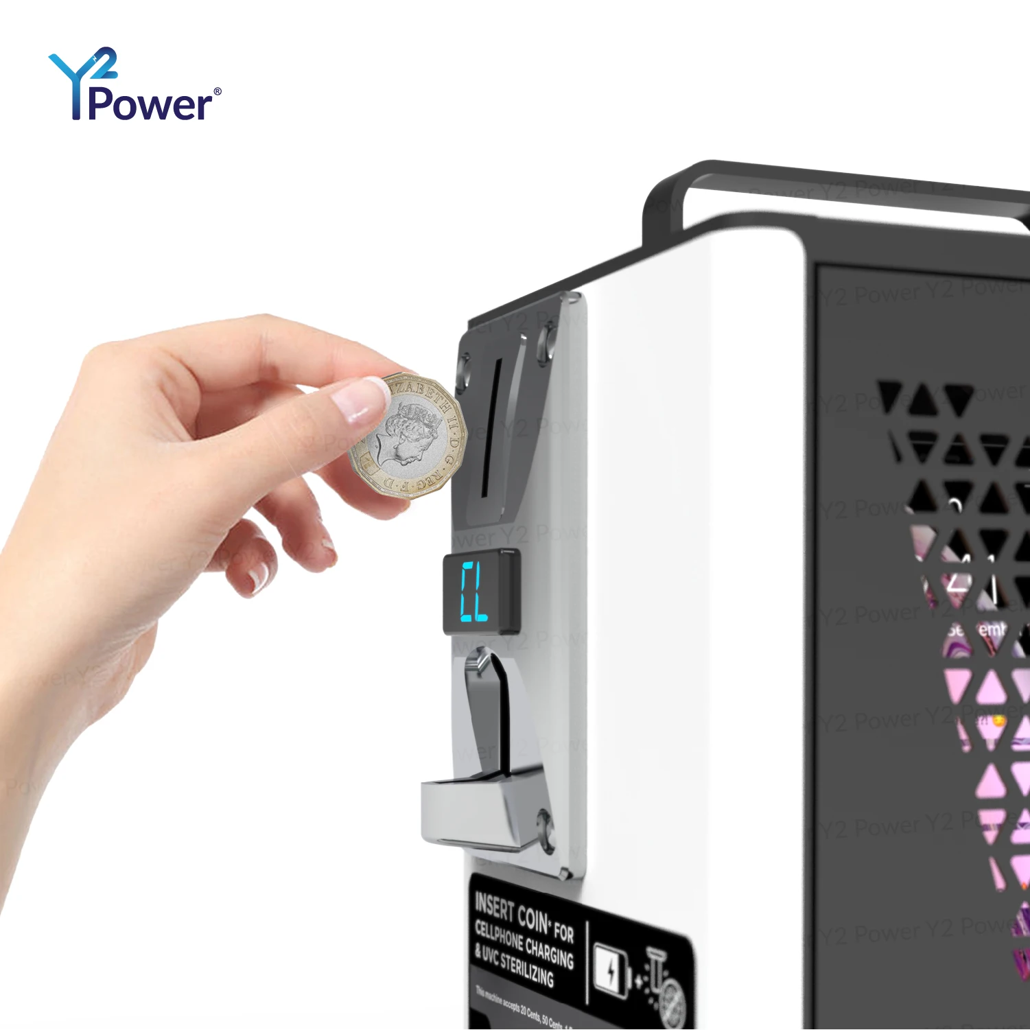 Y2Power YOO PLUS Coin Operated Desktop Mobile Clean & Charge Station PB-CU01-Y2 Power Bank Charger 30000 mAh for Restaurant