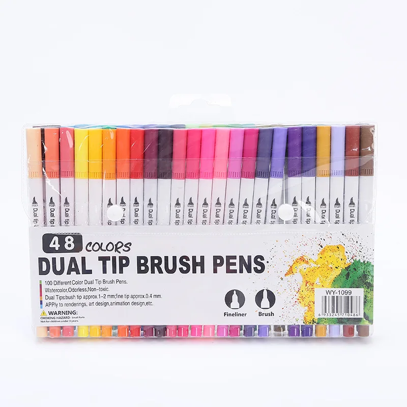 BOMEIJIA 12/24/36/48/60 Colors Watercolor Soft Tip Fine Liner Dual Tip Brush Pens Set Non-Toxic Marker Pen For Art Supplies