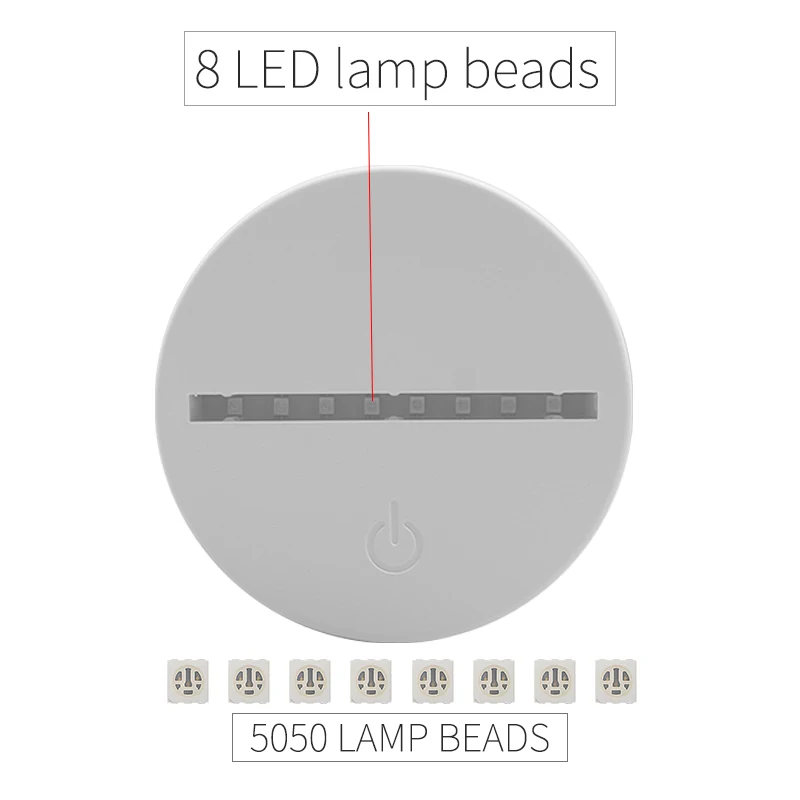  LED 7 видов цветов Изменение 3D белая круглой формы ночного света сенсорное управление основание светильника для