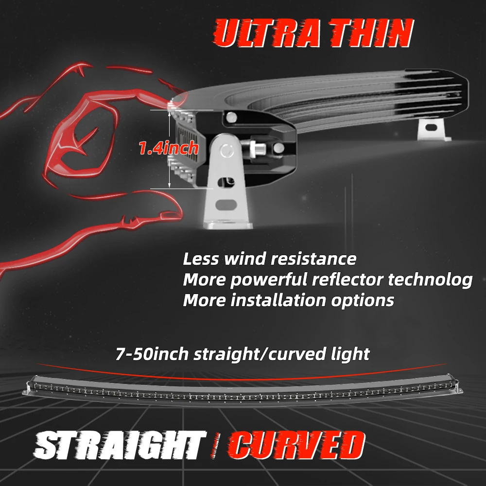 Single row slim 50 inch curved led light bar