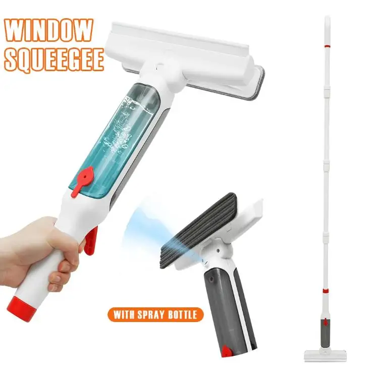 Window Spray Mop Multifunctional Glass Wiper with Silicone Scraper Floor Cleaning Mop Window Cleaner Household Cleaning Tools