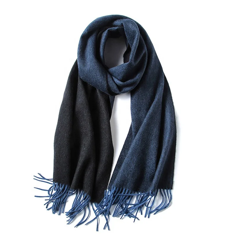 New Year 2020 inner mongolia Wholesale cashmere fringed long shawl wool double sided cashmere scarf for women