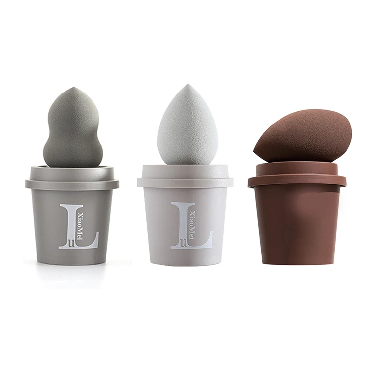 
new design super soft cosmetic blender sponge latex free beauty egg reusable makeup sponge with coffee cup 