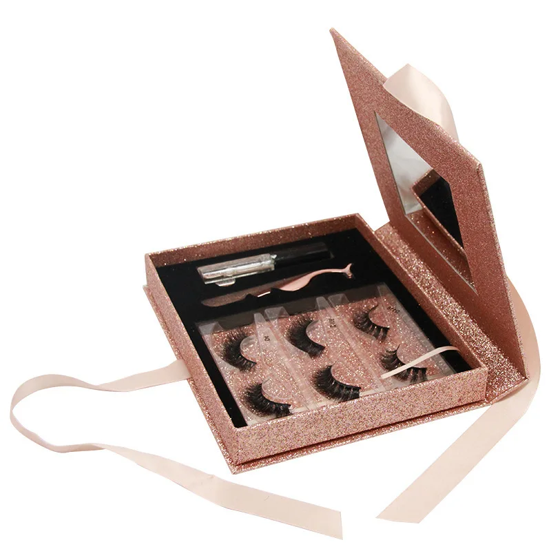3d/5d/6d mink lashes mini suitcase packaging box lash box packaging empty black eyelashes packaging box with mirror
