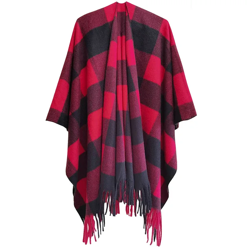 New Designer Winter Warm Plaid Pashmina Scarf Shawl Blanket Ladies Blossom Tassel Cashmere Jacquard Scarf for Women Wholesales