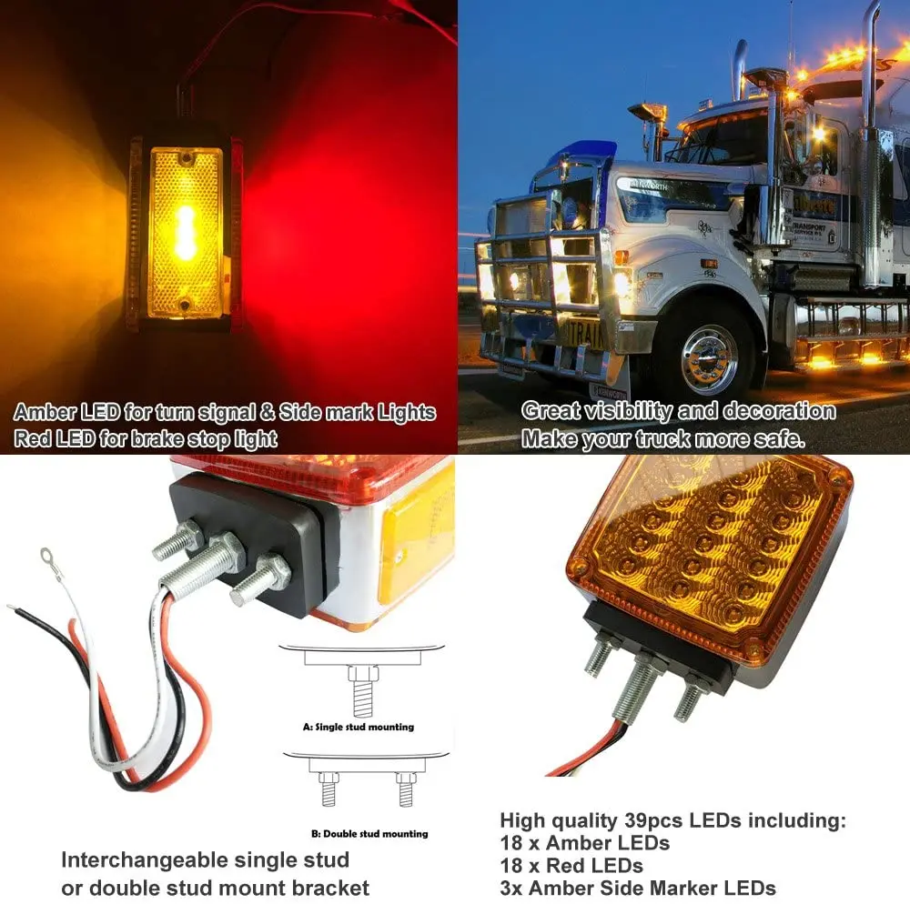 Factory High Quality led signal Stop Turn brake side marker for Truck Trailer
