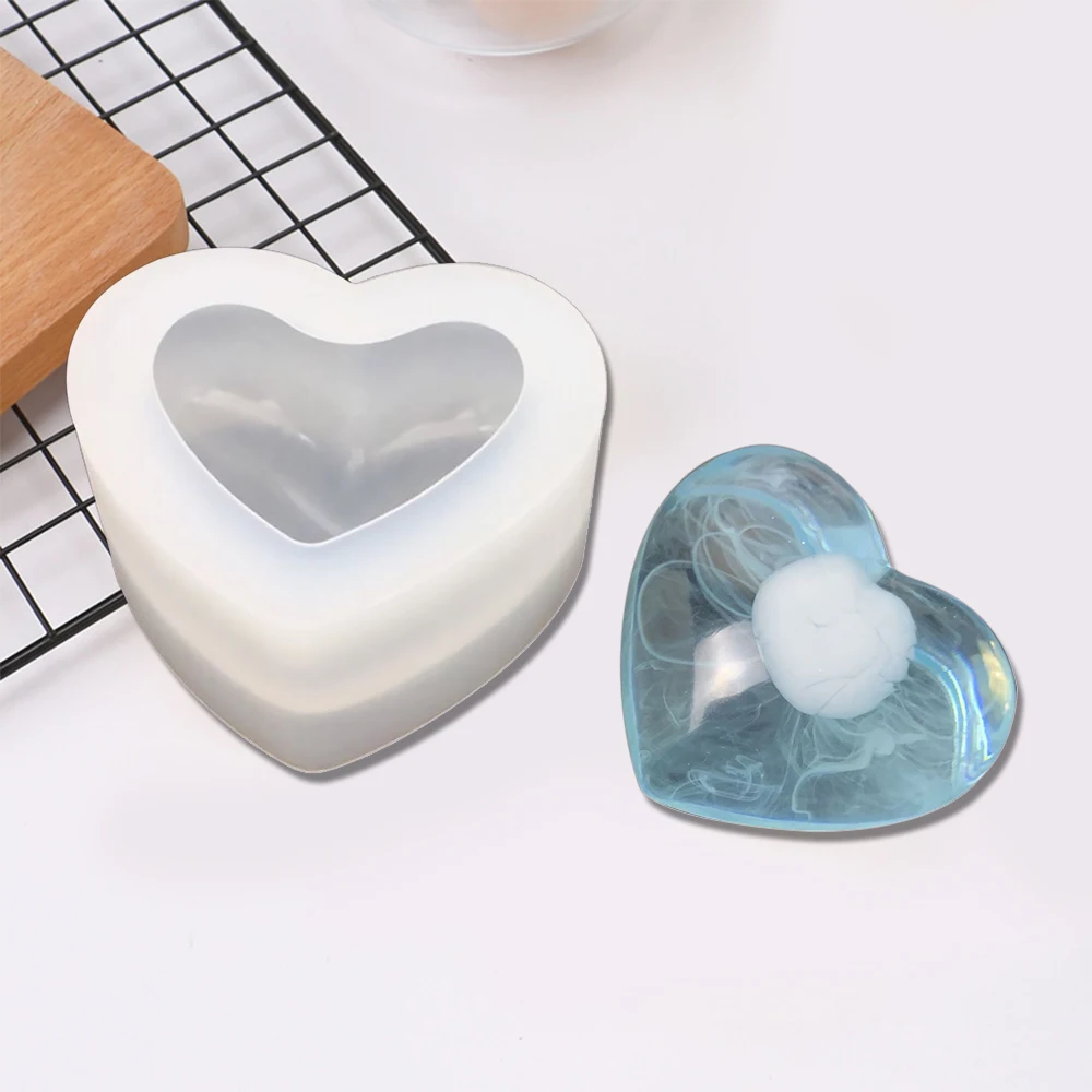 2022 Hot Selling 3D Love Heart Silicone Mold Aroma Gypsum Plaster for Home DIY Love Candle Resin Mold