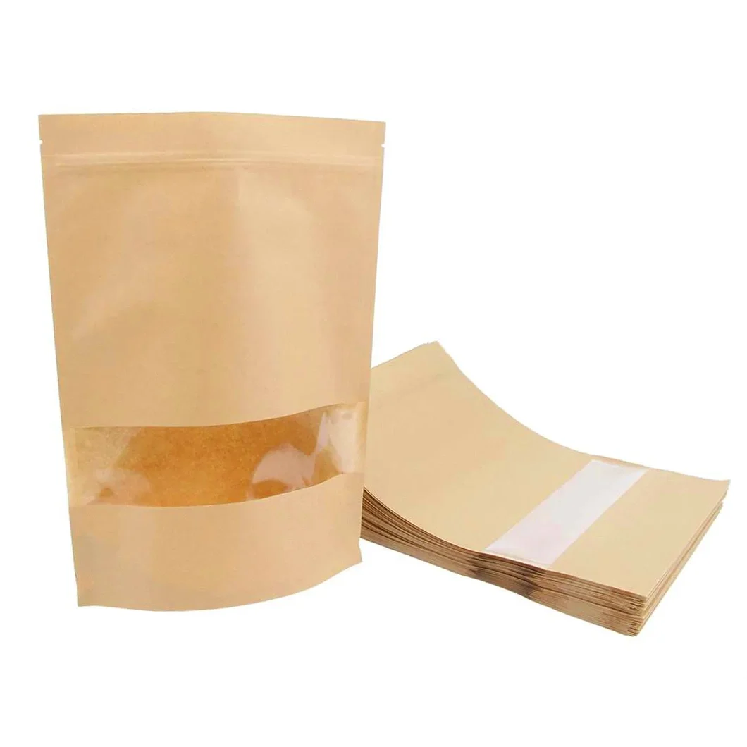 Custom Zip Lock Resealable Sealed Die Cut Paper Stand up Pouch 100% Biodegradable Compostable Bags